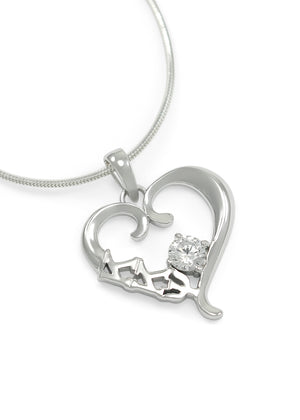 Kappa Kappa Psi Sterling Silver Heart Pendant With Clear CZ Crystal