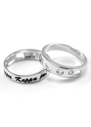 Kappa Kappa Psi Sterling Silver Ring with Hearts and Cubic Zirconia