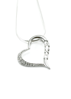 Accessories - Alpha Chi Omega Angled Heart Pendant With Simulated Diamonds