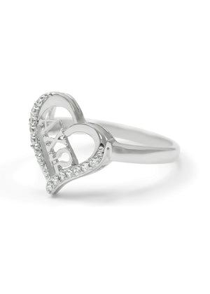 Accessories - Alpha Chi Omega Sterling Silver Heart Ring With CZs