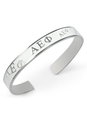 Accessories - Alpha Epsilon Phi Bangle Cuff Bracelet (White)
