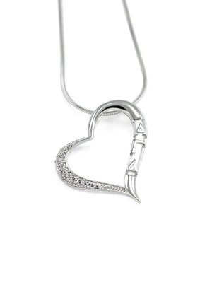 Accessories - Alpha Gamma Delta Angled Sterling Silver Heart Pendant With CZ Diamonds