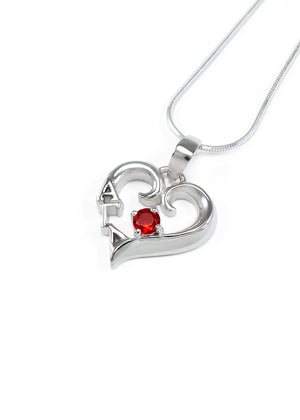 Accessories - Alpha Gamma Delta Sterling Silver Heart Pendant (Red)