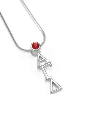 Accessories - Alpha Gamma Delta Sterling Silver Lavaliere With Red Crystal