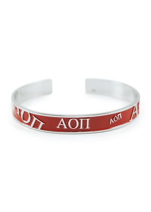 Accessories - Alpha Omicron Pi Bangle Cuff Bracelet (Red)