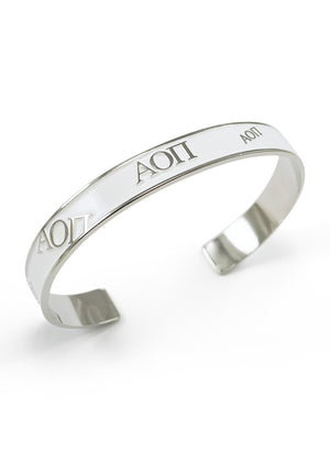 Accessories - Alpha Omicron Pi Bangle Cuff Bracelet (White)