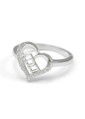 Accessories - Alpha Omicron Pi Heart Ring With Simulated Diamonds