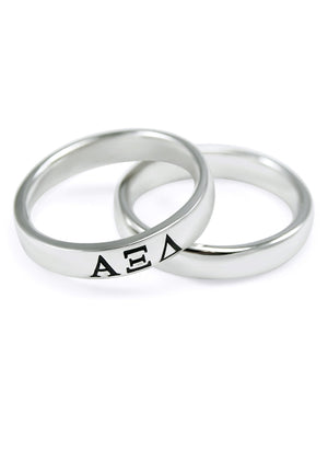 Accessories - Alpha Xi Delta Sterling Silver Rings With Black Enamel