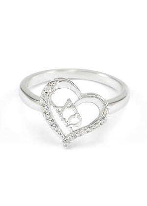 Accessories - Chi Omega Sterling Silver Heart Ring With Simulated Diamonds