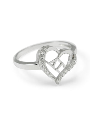 Accessories - Delta Gamma Heart Ring With Simulated Diamonds
