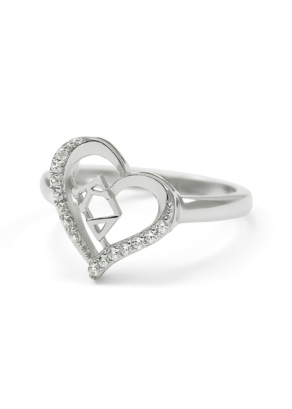 Kappa Delta Pi Sterling Silver Ring With Cubic Zirconia Stones - Size 9, Sorority Jewelry