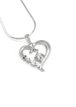 Accessories - Phi Sigma Sigma Sterling Silver Heart Pendant With Clear Crystal