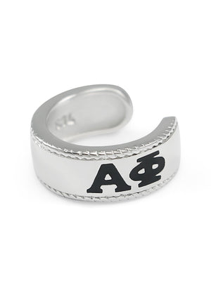 Earrings - Alpha Phi Sterling Silver Ear Cuff With Black Enamel Greek Letters