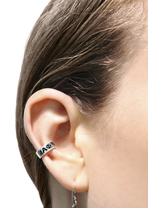 Earrings - Alpha Phi Sterling Silver Ear Cuff With Black Enamel Greek Letters