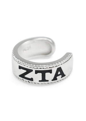 Earrings - Zeta Tau Alpha Sterling Silver Ear Cuff With Black Enamel Greek Letters