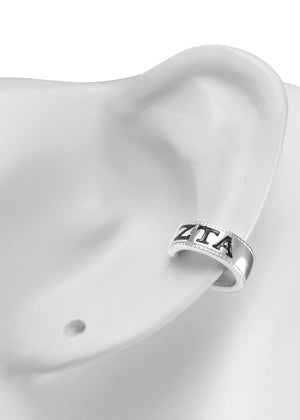 Earrings - Zeta Tau Alpha Sterling Silver Ear Cuff With Black Enamel Greek Letters
