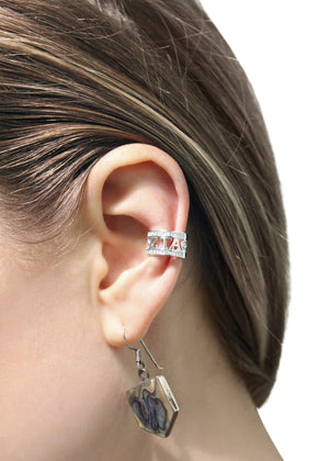 Earrings - Zeta Tau Alpha Sterling Silver Ear Cuff With CZs