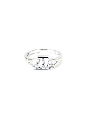Zeta Tau Alpha Sterling Silver Ring with Simulated Diamonds