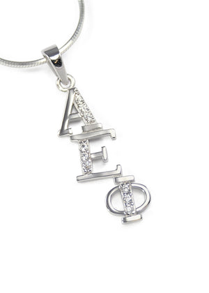 Necklace - Alpha Epsilon Phi Diagonal Lavaliere With Simulated Diamonds