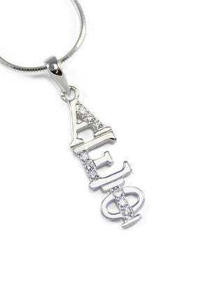 Necklace - Alpha Epsilon Phi Sterling Silver Lavaliere With Simulated Diamonds