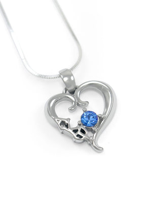 Necklace - Alpha Kappa Psi Heart Pendant With Blue CZ Crystal