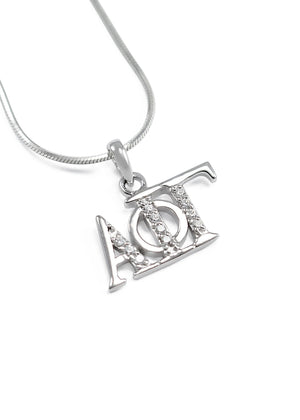 Necklace - Alpha Phi Gamma Horizontal Lavaliere With Simulated Diamonds
