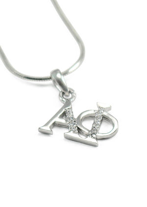 Necklace - Alpha Phi Horizontal Lavaliere With Simulated Diamonds