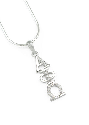 Necklace - Alpha Phi Omega Sterling Silver Lavaliere With Simulated Diamonds