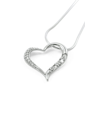 Necklace - Alpha Xi Delta Angled Heart Pendant With Simulated Diamonds