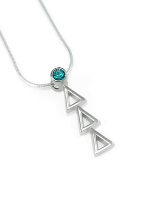 Necklace - Delta Delta Delta Sterling Silver Lavaliere With Cerulean Colored CZ Crystal