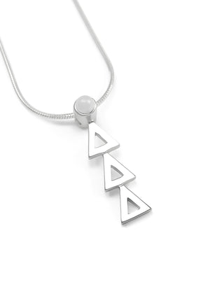 Necklace - Delta Delta Delta Sterling Silver Lavaliere With Synthetic Pearl