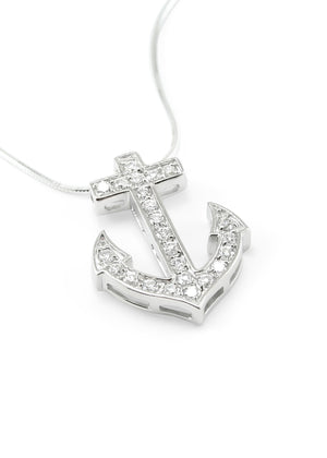 Necklace - Delta Gamma Sterling Silver Anchor Pendant With CZs