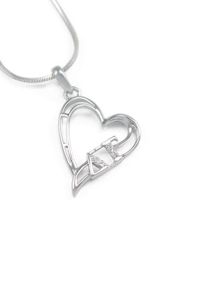 Necklace - Delta Gamma Sterling Silver Heart Pendant With Simulated Diamonds