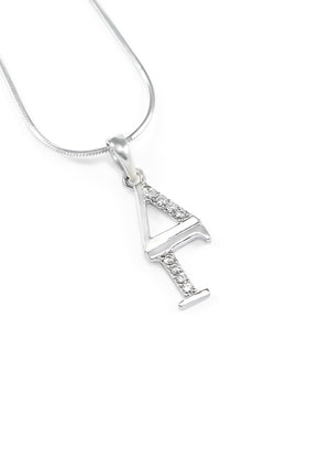 Necklace - Delta Gamma Sterling Silver Lavaliere With Simulated Diamonds