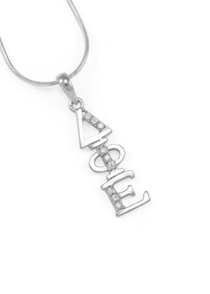 Necklace - Delta Phi Epsilon Sterling Silver Lavaliere With Simulated Diamonds