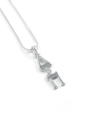 Necklace - Delta Sigma Pi Sterling Silver Lavaliere With Simulated Diamonds