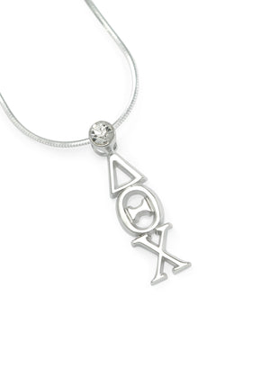 Necklace - Delta Theta Chi Sterling Silver Lavaliere Pendant With Clear Crystal