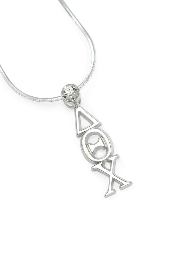 Delta Delta Delta Sterling Silver Lavaliere Pendant With 20" Chain - Greek Letter Sorority Jewelry - View #5