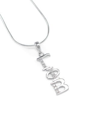 Necklace - Gamma Phi Beta Sterling Silver Lavaliere With Simulated Diamonds
