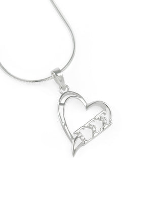 Necklace - Gamma Sigma Sigma Tilted Heart Pendant With Simulated Diamonds