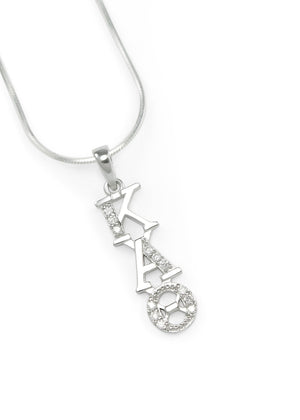Necklace - Kappa Alpha Theta Sterling Silver Lavaliere With Simulated Diamonds