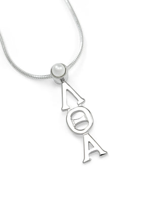 Necklace - Lambda Theta Alpha Sterling Silver Lavaliere With Synthetic Pearl
