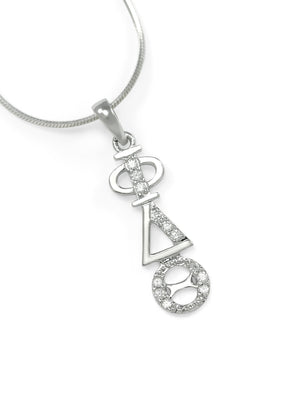 Necklace - Phi Delta Theta Sterling Silver Lavaliere With Simulated Diamonds