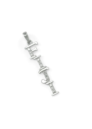 Necklace - Phi Gamma Delta (FIJI) Sterling Silver Lavaliere With Simulated Diamonds