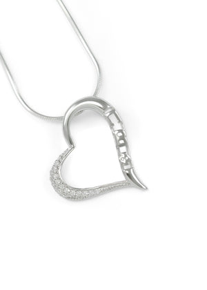Necklace - Pi Beta Phi Angled Heart Pendant With Simulated Diamonds