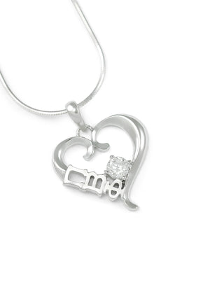 Necklace - Pi Beta Phi Sterling Silver Heart Pendant With Clear CZ Crystal