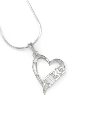 Necklace - Pi Beta Phi Sterling Silver Heart Pendant With Simulated Diamonds
