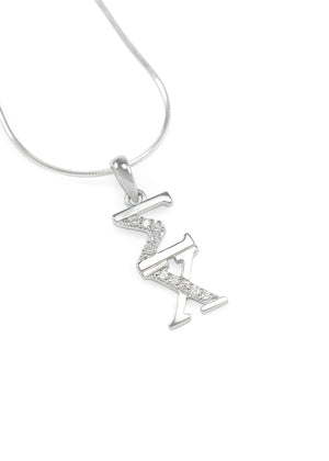 Necklace - Sigma Chi Sterling Silver Lavaliere With Simulated Diamonds