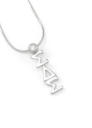 Necklace - Sigma Delta Sigma Sterling Silver Lavaliere With Clear CZ Crystal
