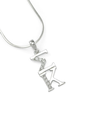 Necklace - Sigma Kappa Sterling Silver Lavaliere With Simulated Diamonds